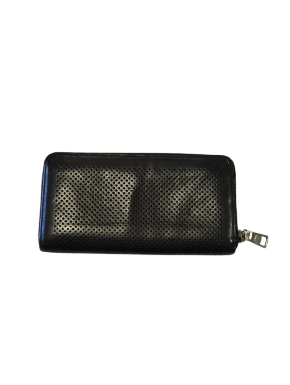 Coach Black Perforated Leather Zip Around Wallet - Picture 2 of 16